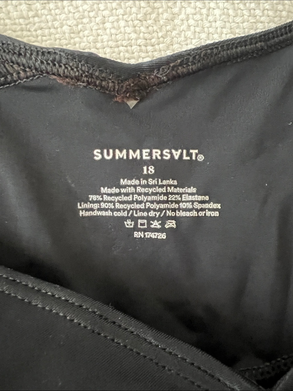 Summersalt tie front one piece black 18 with skirt 1xl